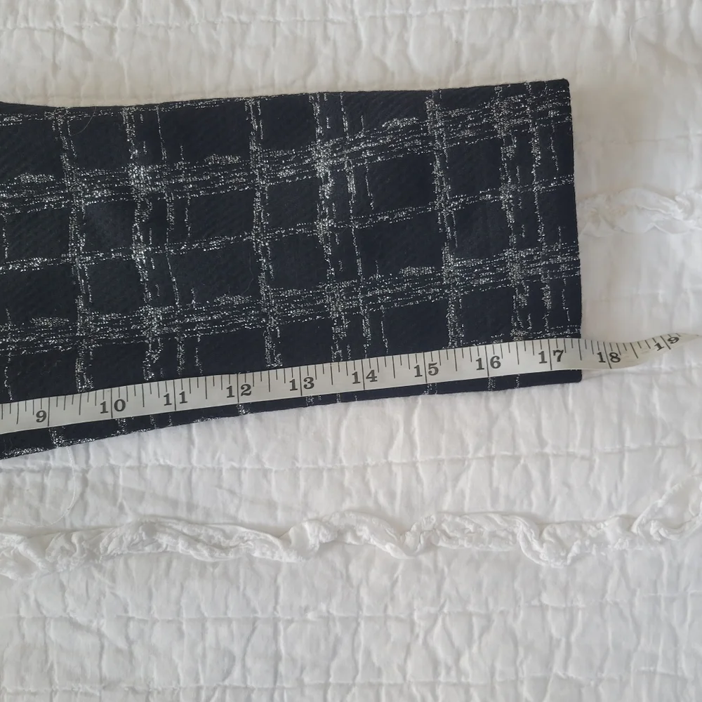 APT. 9 Ponte Stretch Knit Jacket Shine Plaid L NWT Black & Silver - Picture 15 of 16